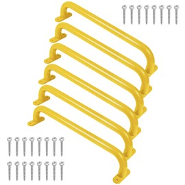 Purife 17 Inch 6 Pieces Yellow Metal Safety Handles for Outdoor Playground Accessories - Playset Handles Swing Sets Attachment Grab Bars, Indoor Kids Monkey Bar for Playhouse, Treehouse, Jungle Gym