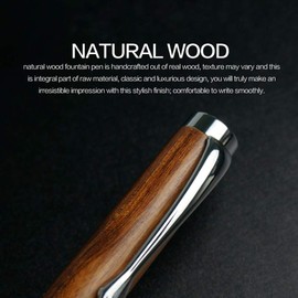 Wooden Ballpoint Pen, Rotating Retractable Rollerball Pen, Writing Pen for Journaling School Office and Business Employees (Silver)
