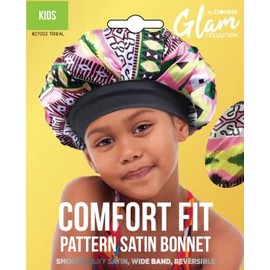 DONNA Kids Comfort Fit Patten Satin Bonnet Shower Cap, Silk Bonnet for Kids 1pc, TRIBAL PATTERN