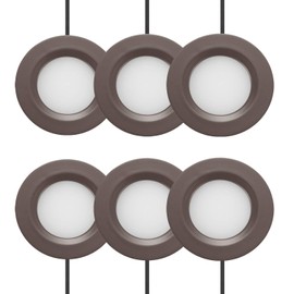 GETINLIGHT 2.75" Wide 3000K Dimmable LED Puck Lights Kit, Plug-in Installation with recessed or Surface Mounted, Bronze Finished, Set of 6, IN-0102-6-BZ