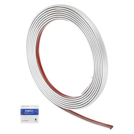 HARFINGTON Peel and Stick Molding Trim 10ft x 0.4" Flexible Wall Trim Self Adhesive PVC Wall Corner Gap Sealing Trim for Wall Ceiling Floor Cabinet Tile Edge Mirror Frame, Matte Silver