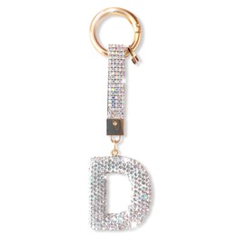ZVRSUA Keyring Letter with Rhinestones, Key Ring Name, Key Ring Girls Women, Bag Charms, Backpack Pendant, Key Ring Gliter, Gifts for Women Girls, Keychain Silver, Silver d