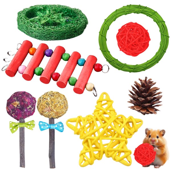 Rabbit Accessories, 9 Pieces Chew Balls, Small Animals Chew Toy,