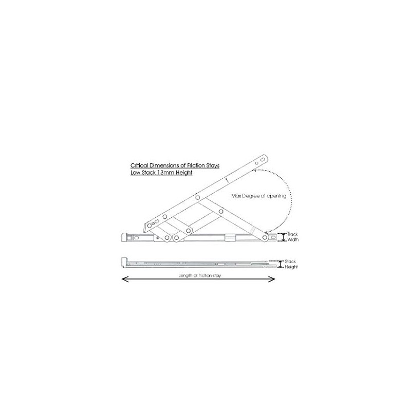 Nico 8 Inch Friction Stay Window Hinge 13mm Stack Height