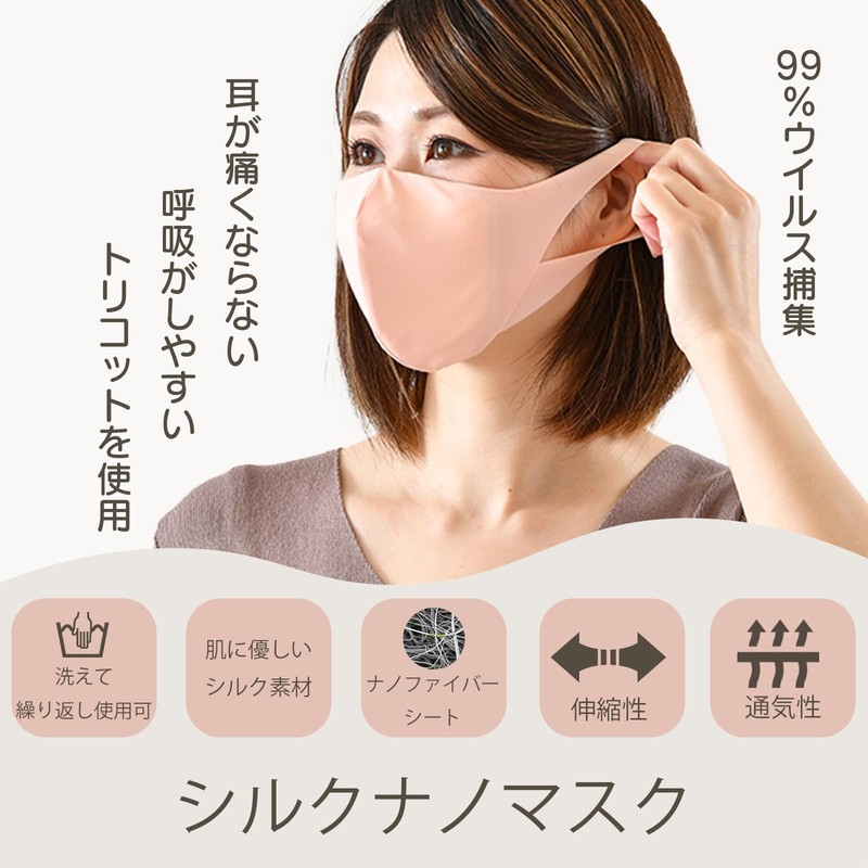 Kabuto Silk Nanofiber Filter, Over 99% Fine Particles, Cloth Mask,