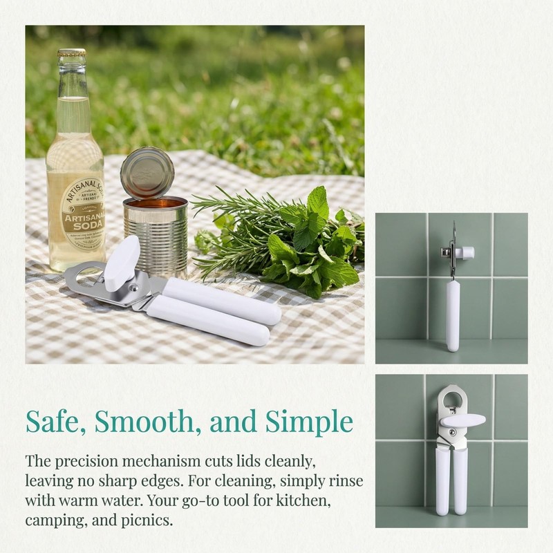 Tin Opener & Bottle Opener - Premium Stainless Steel Manual