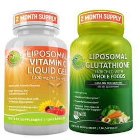 SUPPLEMENTS STUDIO SUPPLEMENTS STUDIO Liposomal Vitamin C 1100mg Liquid Gel Capsules - Bundle up with - Liposomal Glutathione 500mg Supplement
