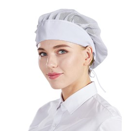 Nanxson 3pcs Chef Hat Adjustable Food Service Hair Nets Kitchen Cooking Work Cap Reusable CF9060 (Whitenet, 3)