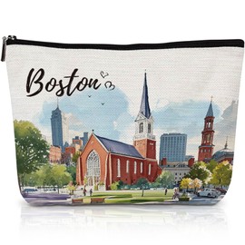Luvsweets Travel Essentials Souvenirs Gifts - Makeup Cosmetic Bags Toiletry Pouch Gift for Women Girls Friends, Boston Theme, Boston Gifts