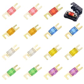 Huoflame MIDI Car Fuse Pack of 16 - Screwable High Current Fuses 32V 20/30/40/50/60/80/100/120 Amp - Colour Coded Car Fuses for Car, Truck, Motorhome, Construction Vehicles, Caravans