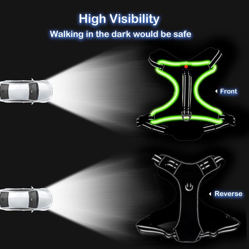 Light Up Dog Harness No Pull LED Dog Harness with
