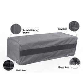 Covermates Outdoor Rectangular Ottoman Cover - Water Resistant Polyester, Drawcord Hem, Mesh Vents, Seating and Chair Covers-Charcoal