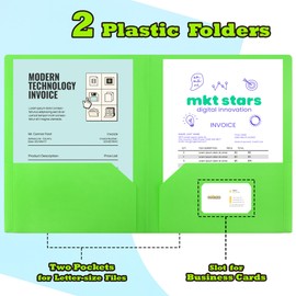 DOOLMIN 7 Packs 2 Pocket Plastic Folders, Multicolor Files Two-Pocket Poly Folders in 7 Colors Fit Letter Size Paper Documents for School Office Home Business