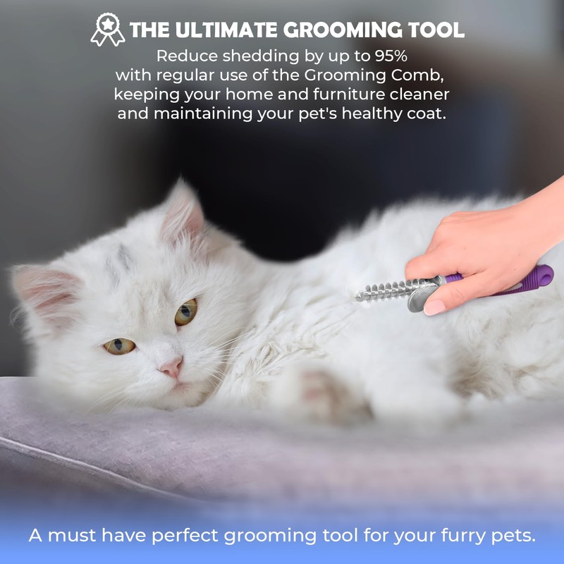 Dematting Undercoat Rake Comb for Dogs & Cats with Long