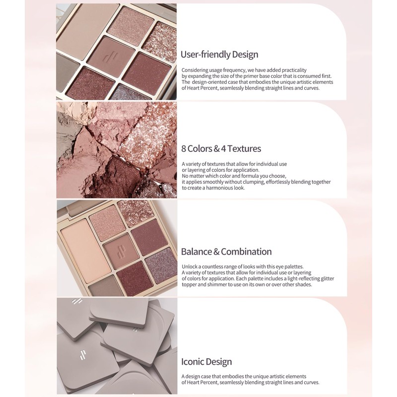 [Heart Percent] Dot On Mood Eye Palette 01. Rose Facet