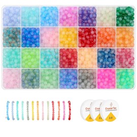 1400 Pcs 6mm Glass Beads,28 Colors Crystal Beads,Gradient Colors,Round Glass Bead for Making Kit,Crystal Round for Jewelry Making and DIY