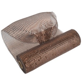 MEEDEE Brown Deco Mesh 10 Inch Deluxe Wide Foil Metallic Mesh Ribbon Chocolate Deco Mesh Harvest Mesh Ribbon Fall Mesh for Wreaths, Garland, Christmas Tree, Gift Wrapping, Bows Making (30 Feet)