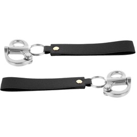 Yeanifeana Quick Release Clip Shackle for SCBA Mask,Firefighter Accessories, Quick Release Lanyard, Marine Grade 316 Stainless Steel Shackle for Rigging with Leather Handle (2)