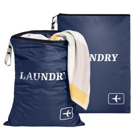 NADSSJL Pack of 2 Laundry Bags Travel - Waterproof Laundry Bags Travel with Zip in 2 Sizes. Foldable Dirty Laundry Bags, Reusable Laundry Bag, Ideal for Travel, Holidays and Home