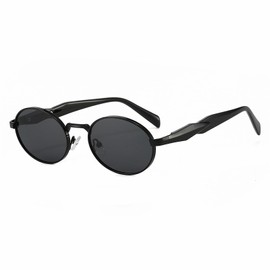 Vintage Oval Sunglasses for Women Men Trendy Sun Glasses Classic Shades UV400 Protection(Black/Grey)