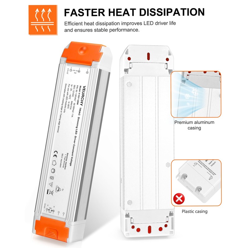 VEURCHY 120W 12v Dimmable LED Driver, Triac LED Dimmable Transformer