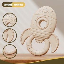 YOOTADO Baby Teething Toys for Babies 0-6 Months, Baby Teethers for Babies 3-6 6-12 Months Silicone Baby Chew Toys Gifts for Must Haves, BPA Free Rocket