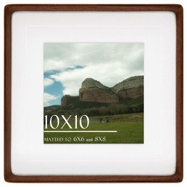 Husteria 10x10 Square Picture Frame in Natural Walnut Wood, Solid Wooden Frames matted to 6x6/8x8, Gallery Frames for Wall Mount or Tabletop Display