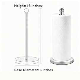 DAWNER Paper Towel Holder Countertop, Freestanding Kitchen Paper Holder Stand, One-Handed Tear, Stainless Steel, Paper Towel Dispenser with Weighted Base for Standard Towel Rolls, Brushed Nickel