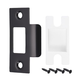 sourcing map Door Strike Plate, 70 mm x 40.3 mm, 201 Stainless Steel Latch Strike Plate with Box for Door Frame Door Posts, Black