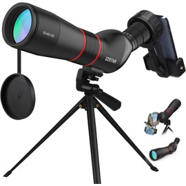 ZZSTAR 20-60x65 Spotting Scope with Tripod, 45 Degree Angled, BAK4 Prism FMC Lens Waterproof Spotting Scopes for Target Shooting/Bird Watching/Astronomy/Wildlife Scenery with Phone Adapter, Carry Bag