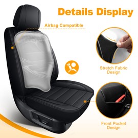 IKABEVEM Seat Covers Compatible with Dodge Ram 1500 2500 3500 2002-2025 Crew Double Cab Leather Truck Seat Covers(Curved Bench,2 Front Set,Black)