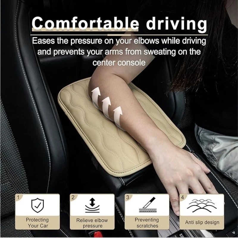 Unbranded Universal Car Center Console Cover Mat PU Leather Car