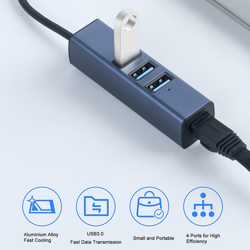 USB to Ethernet Adapter 4 Ports 100Mbps 5Gbps Aluminium Alloy