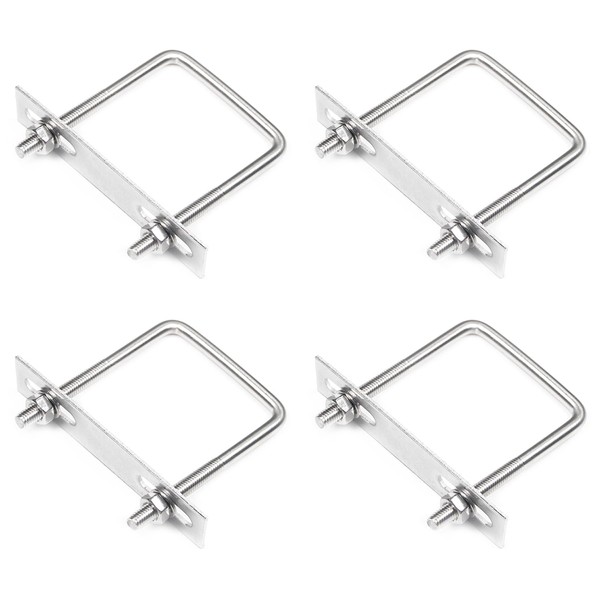 Yinpecly 4 Pack Square U-Bolts 2"/50mm Inner Width 3.15"/80mm Length