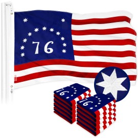 UD_G128 10 Pack: Bennington 76 Flag  1x1.5 Ft  ToughWeave Series Embroidered 300D Polyester  Historical Flag, Embroidered Design