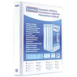 DONAU 2788304PL-09 Presentation Ring Binder Presentation / White / 4-D Ring Mechanism DIN A4 Filling Height 30 mm / with Pockets / Pack of 1