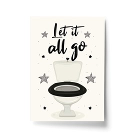 RED OCEAN Get Naked Funny BATHROOM Print Framed Chic Wall Decor For Toilet Bathroom The Loo (A4 Print Only - Let It Go Cream Bathroom)