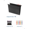SortRax Plastic Hanging File Folders, Letter Size, 12 Pack Hanging
