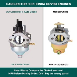 HUZTL 16100-Z8B-901 (BB76A A) Carburetor for Honda GCV160LA0 GCV160LA1 HRR216K10 HRR216K9 HRS216K5 Engines (AUTO CHOKE)