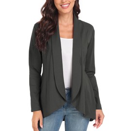 PCEAIIH Ladies Cardigan Open Front Long Sleeve Waterfall Cardigans,XL Dark Grey