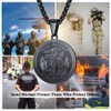 FaithHeart Men's Saint Michael the Archangel Stainless Steel Pendant Necklace,