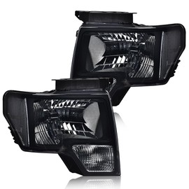 G-PLUS Headlights Compatible with Ford F150 2009-2014 Headlamps Pair Left & Right Smoky Lens Black Housing Clear Reflector,faros delanteros