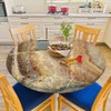 Guxxuil Onyx Marble Round Tablecloth Elastic Edged Brown Washable Reusable