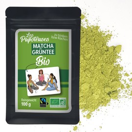 LES PAPOTEUSES Matcha Green Tea Powder, 100 g Flat Bag, Chinese Green Tea, Certified Organic and Fair Trade