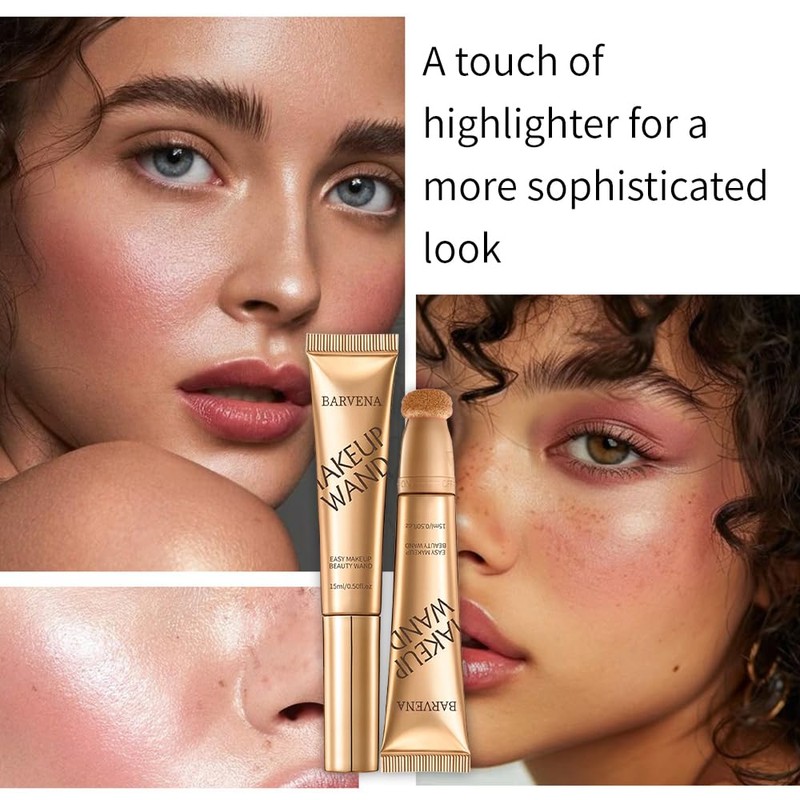 BARVENA Liquid Highlighter Wand，Liquid Highlighter Makeup Wand For Luminous, Glowing