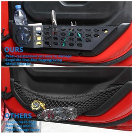 JL Metal Front Door Storage Pocket Box Door Net Pocket Replacement Side Insert Organizer Box Compatible with 2018-2023 Jeep Wrangler JL Accessories JLU & Gladiator JT (Fit JL Front Door(Five Stars))