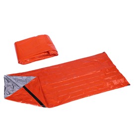 Emergency Sleeping Bag Waterproof Lightweight Thermal Bivy Sack Blanket Extra Thick Shelter Sack Cover Survival Kit Portable Reflective Reusable PE Tent for Camping Hiking Outdoor Orange