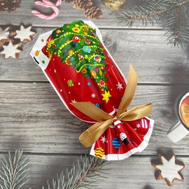 VIFOME 25 Pcs Colorful Xmas Treat Bags - Plastic Drawstring Santa Gift Bags for Christmas Party Decoration