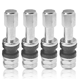 UP-BASE TR43E Air Valve, Tire Valve, Tire Wheel, Inside Valve, Cap, Metal, Short, Total Length 1.7 inches (43 mm), General Purpose, Set of 4