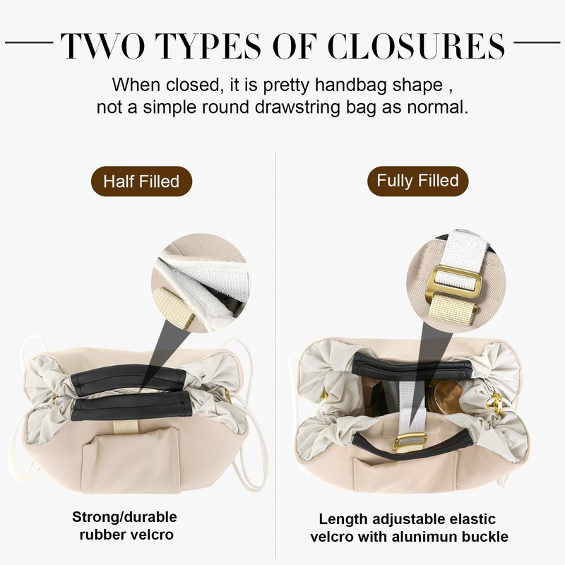 Romatime Drawstring Makeup Bag Organizer (Beige)